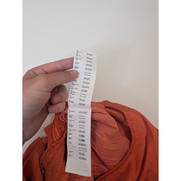 Maje Crinkle-effect satin crop top Orange Size L - Picture 9 of 15